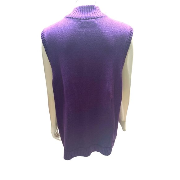 Christopher & Banks Purple Cable Knit Sleeveless Sweater Vest L all Cotton - Picture 3 of 9
